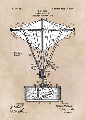 patent art Cook Flying machine 1907