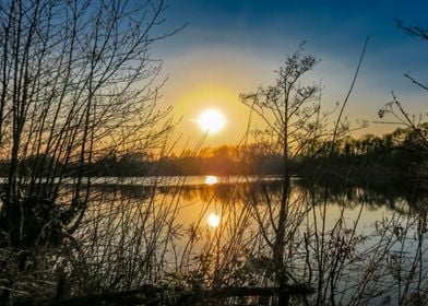 Whitlingham Lake At Dusk