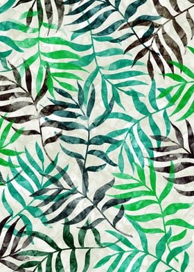 Watercolor Tropical Plum Leaves