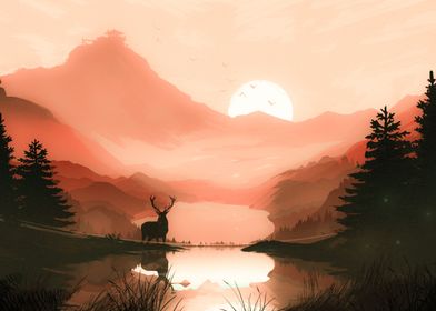 Deer - sunshine