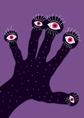 Weird Dark Hand With Watching Eyes