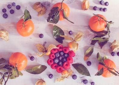 Playful fruit and fresh berry mandala