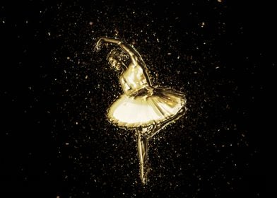 Golden graceful ballerina dancer
