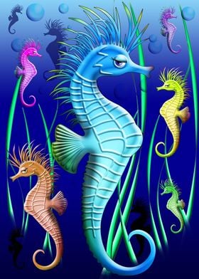 Seahorses Underwater Scenery