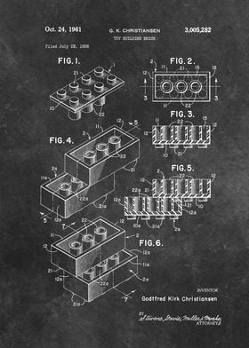 1961 patent art Christiansen Toy building brick