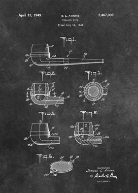 1949 patent art Atkins Tobacco Pipe