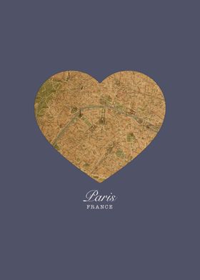 I Heart Paris France Street Map Love Series