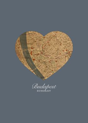 I Heart Budapest Hungary Street Map Love Series