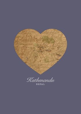 I Heart Kathmandu Nepal Street Map Love Series