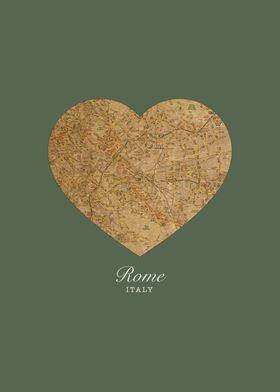 I Heart Rome Italy Street Map Love Series