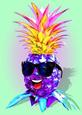 Pineapple Ultraviolet Happy Dude with Sunglasses 