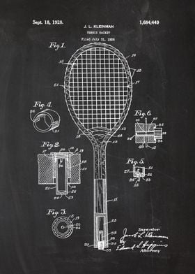 1928 Tennis Racket -Patent Drawing