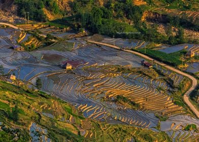 Rice terraces for rice growing season