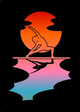 Paddle board yoga sunset