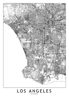 Los Angeles White Map