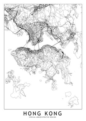 Hong Kong White Map