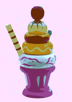Pop art ice cream sundae 