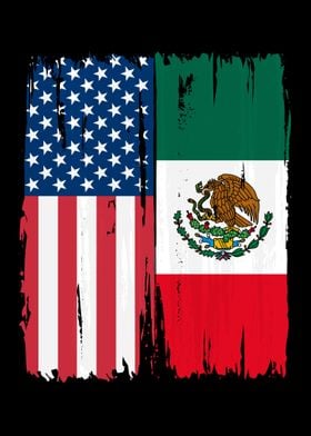 American Mexican Split Flag