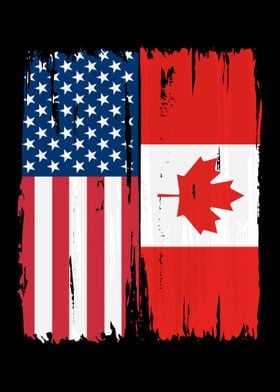 American Canadian Split Flag