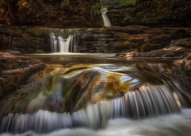 The Mellte river waterfalls in Pontneddfechan