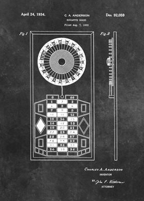 1934 patent art Anderson Roulette board