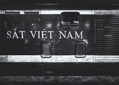 Black and white Vietnam Train