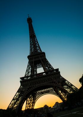 Eiffel Tower Silhouette at Sunset in Paris