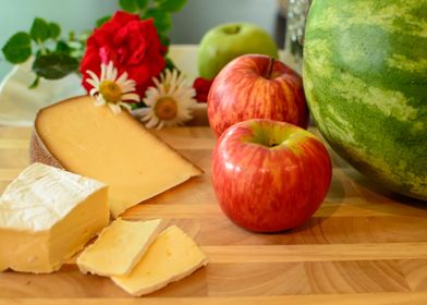 Cheese Plate with Apples and 