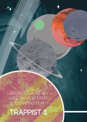 Trappist 1 - Space Travel Poster