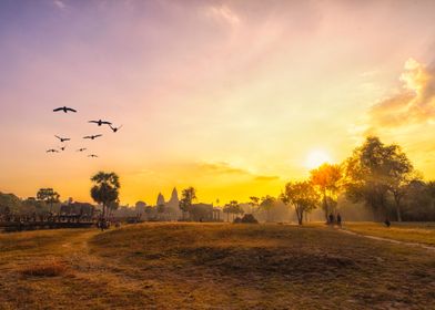 Temple of Angkor Wat at Sunrise