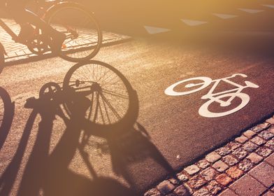 Bicycle shadow on street