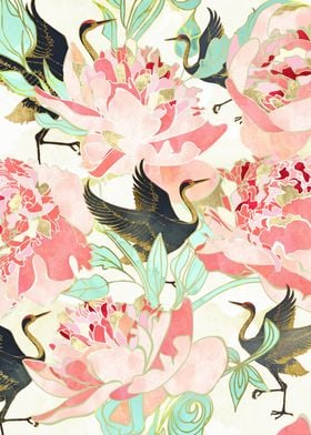 Floral Cranes