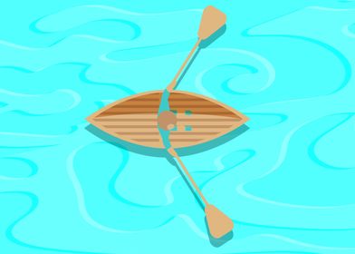 Lone oarsman in the sea