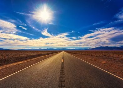 Desert Road on a Sunny Day