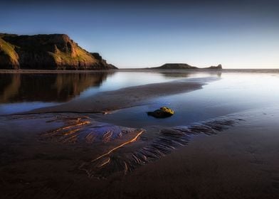 Blue hour at Worms Head on the Gower peninsula in 