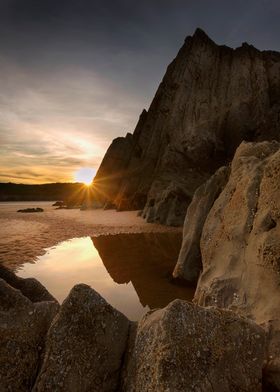 Sunset at Three Cliffs Bay on the Gower peninsula,