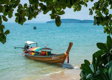 Long Tail Boat in Thai Beach 