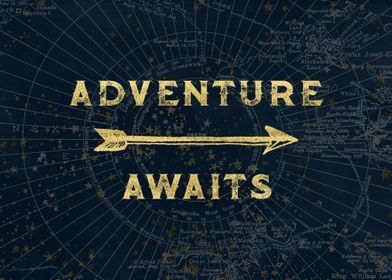Adventure Awaits in Gold Navy World Map Landscape