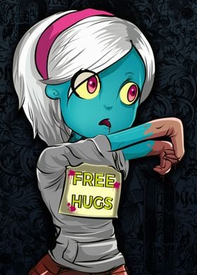 Free Hugs Zombie Hippie Girl