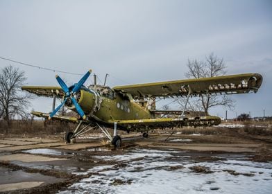 Green old airplane