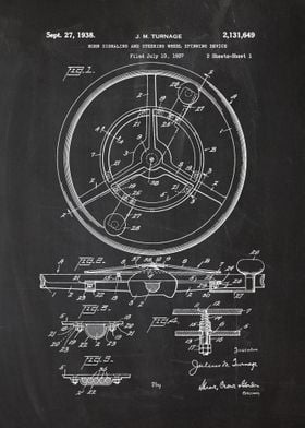 1937 Horn Signaling and Steering Wheel - Patent