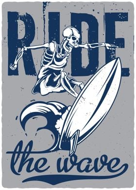 Skeleton Ride The Wave