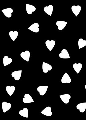 White Hearts on black