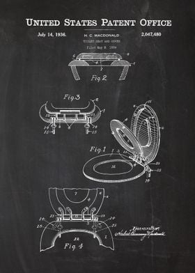 1934 Toilet Seat and Cover - Patent Drawing