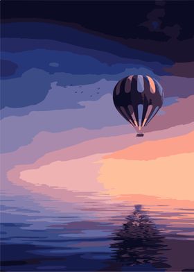 Ballon over the ocean