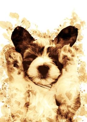 Puppy Dog Coffee Style Painting