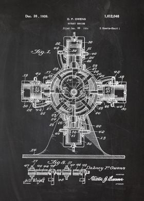 1924 Rotary Engine - Patent Drawing 