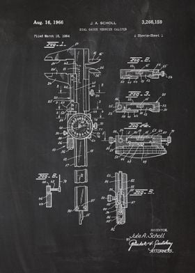1964 Dial Gauge Vernier Caliper - Patent Drawing