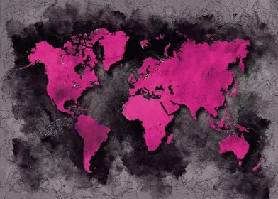 world map black purple