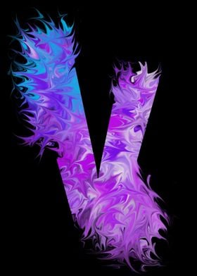 V - pink, purple, blue
